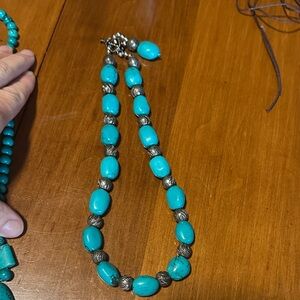 Turquoise and Silver Beaded Necklace